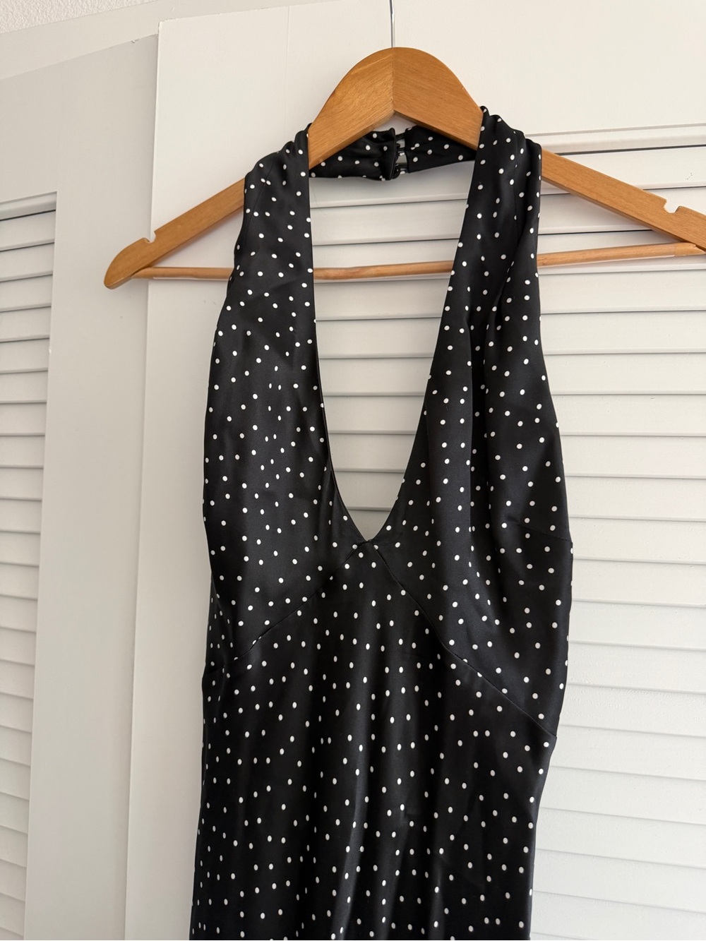Reformation Daniela Silk Polka Dot Black Maxi Dress 6 - Picture 9 of 11